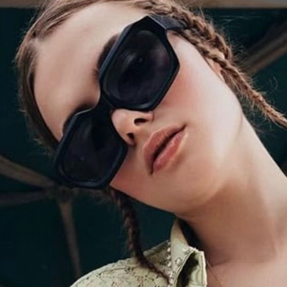 Men Women Trendy Black Lens Sports Black Frame Shades Oversized Sunglasses - Picture 3 of 9